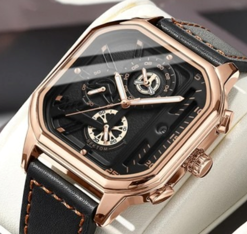 Reloj de pulsera clásico color oro rosa